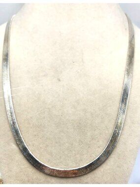 ROMAN - Silver Tone Herringbone Chain With Lobster Claw - 18"